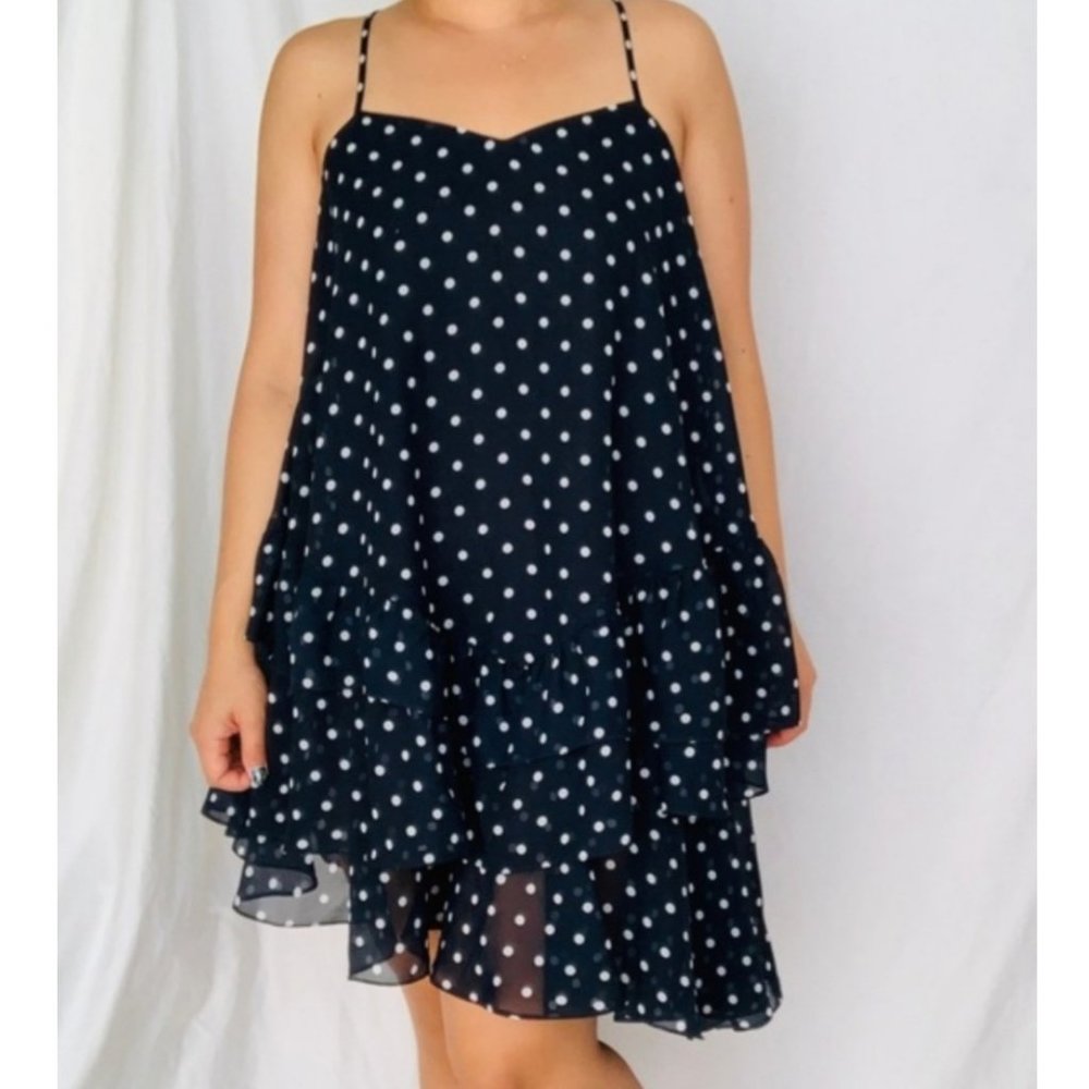 H&M Polka Dot Ruffle Asymmetrical Dress